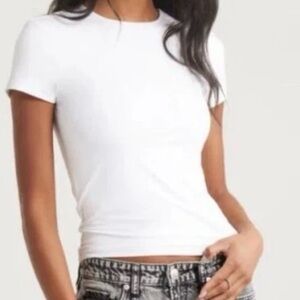 NEW Open Edit Womens Smooth Short Cap Sleeve White T Shirt, Size XS NWT